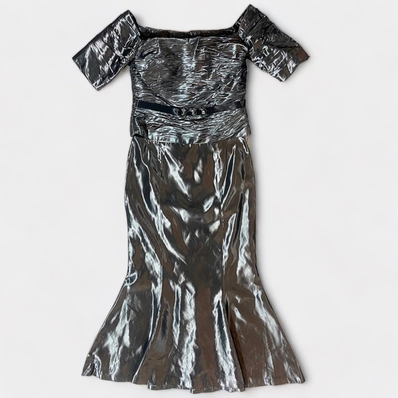 Alexander by Daymor Couture Mother of the Bride 2 Piece Mermaid Dress Sz 12 Gray - Picture 1 of 13